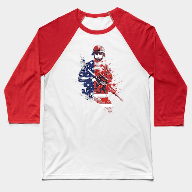 US Army Veteran American Flag Baseball T-Shirt by Wintrly